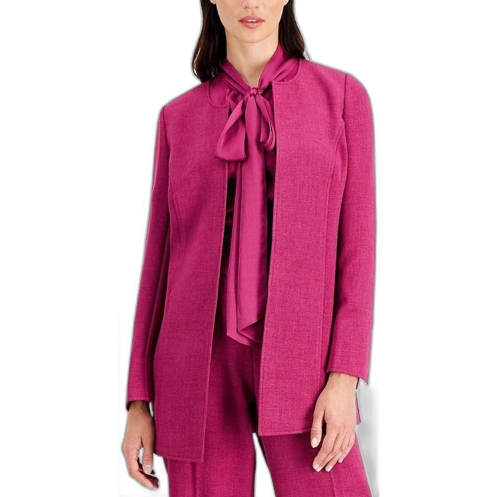 Kasper Open Front Blazer Women's Size Large Purple Long Sleeves Collarless